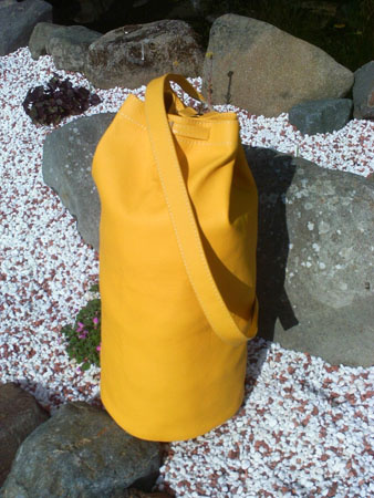 yellow daysack leather bag